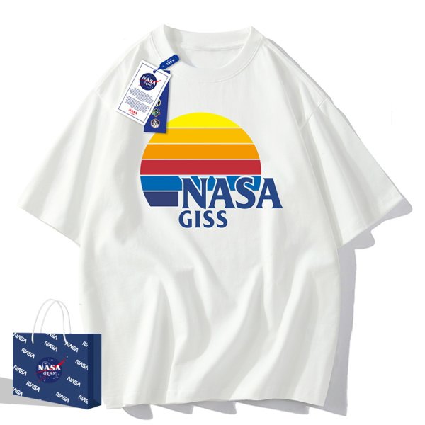 画像1: NASA×Round Rainbow Short Sleeve T-shirt ユニセックス 男女兼用NASAナサ×レラウンドレインボーカラープリント Tシャツ (1)