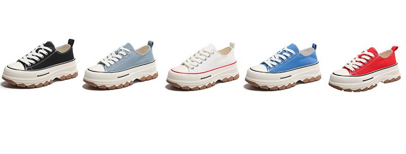 画像4: Women's  Thick bottom canvas lace-up sneakers 　厚底キャンバスレースアップスニーカー (4)