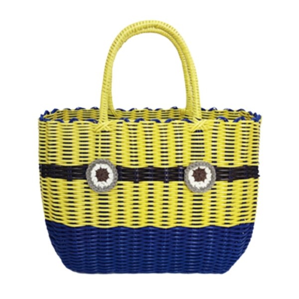 画像1: Minions straw woven bag tote Bag    ミニオンズ 籠 かご カゴ トートバッグ (1)