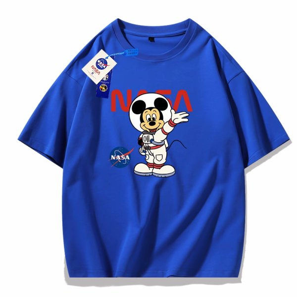 画像1: NASA x Astronaut Mickey Mouse print Print Tshirts 　ユニセックス男女兼用 NASAナサ×宇宙飛行士ミッキーマウス 半袖 Tシャツ (1)