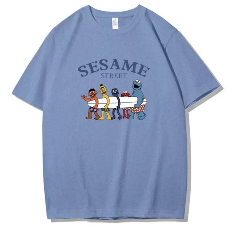 画像3: Sesame Street and Friends & surfboard Print Tshirts 　ユニセックス男女兼用セサミーストリートと仲間たち＆ サーフボードプリント  半袖 Tシャツ (3)