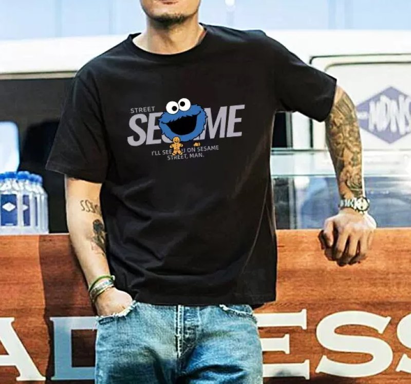 画像6: Sesame Street print Print Tshirts  ユニセックス男女兼用  セサミーストリート&スマイル半袖 Tシャツ (6)