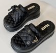 画像3: Leather  Quilted belt pong and platform sandals slippers 　レザーキルティングベルト厚底プラットフォームサンダル (3)