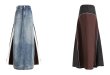 画像3: Denim contrast A-line long skirt　デニムコントラストAラインロングスカート  マキシ丈 (3)