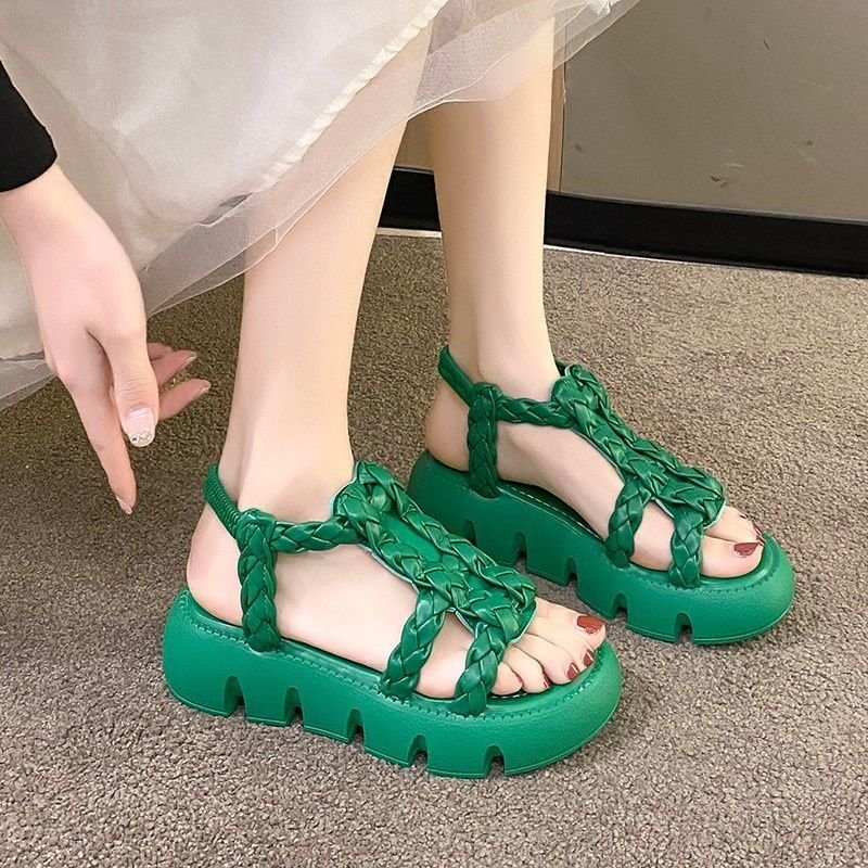 画像6: Leather mesh belt platform sandals slippers 　レザーメッシュベルト厚底プラットホームサンダル (6)