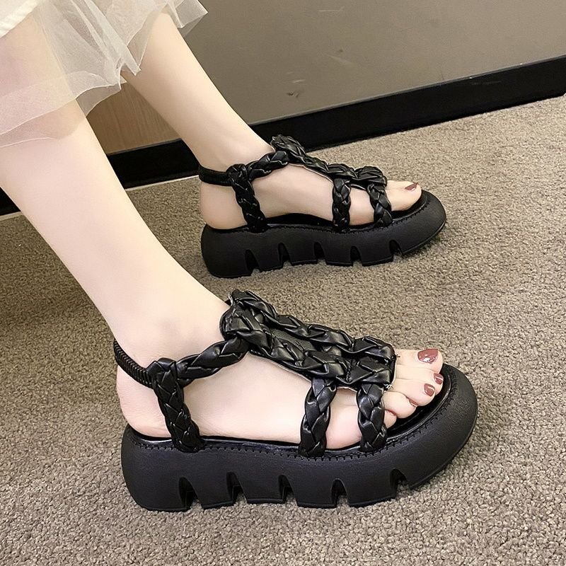 画像10: Leather mesh belt platform sandals slippers 　レザーメッシュベルト厚底プラットホームサンダル (10)