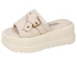 画像2: Leather  Quilted belt pong and platform sandals slippers 　レザーキルティングベルト厚底プラットフォームサンダル (2)