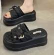 画像5: Leather  Quilted belt pong and platform sandals slippers 　レザーキルティングベルト厚底プラットフォームサンダル (5)