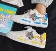 画像5:  Unisex Mens Tom & Jerry leather  lace-up sneakers  ユニセックス メンズ男女兼用トム＆ジェリートムとジェリーレザーレースアップ スニーカー (5)