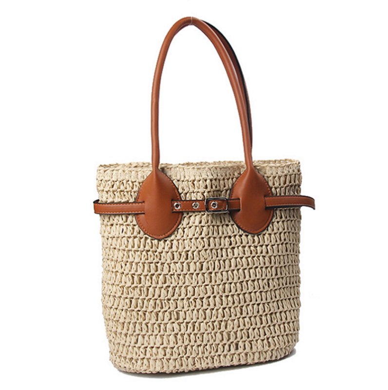 画像2: French style retro niche straw woven bag フレンチスタイルトートショルダー籠かごバッグバスケットバッグ (2)