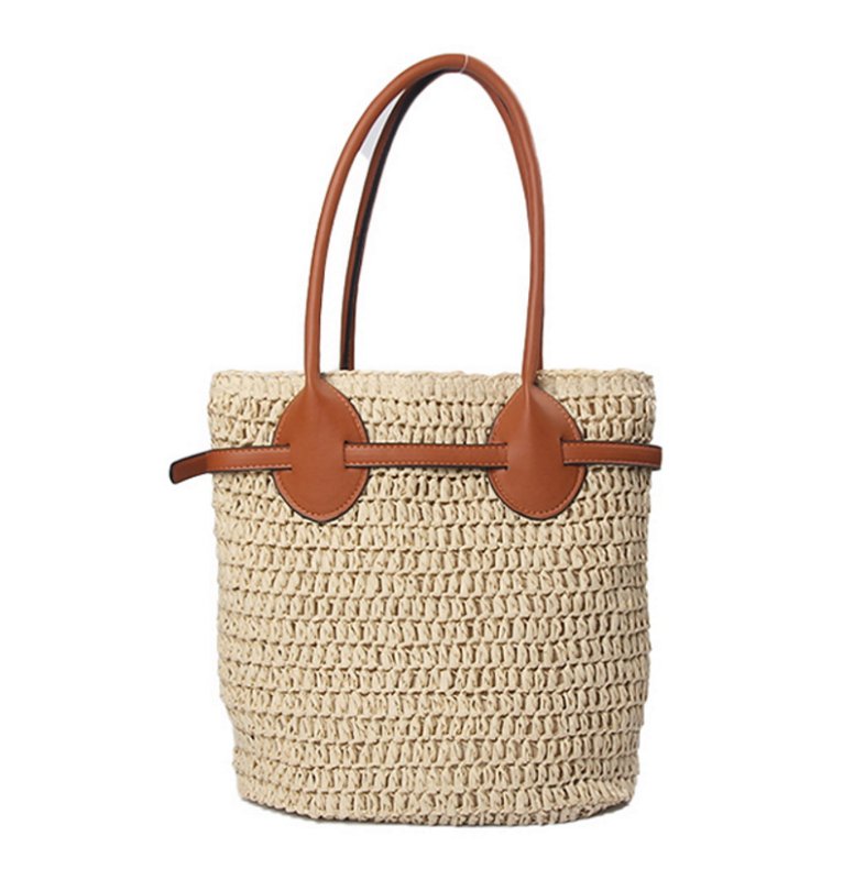 画像4: French style retro niche straw woven bag フレンチスタイルトートショルダー籠かごバッグバスケットバッグ (4)