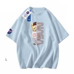 画像4: Half NASA x Bear logo Print Tshirts 　ユニセックス男女兼用ハーフ＆ハーフナサ×ベアプリント  半袖 Tシャツ (4)
