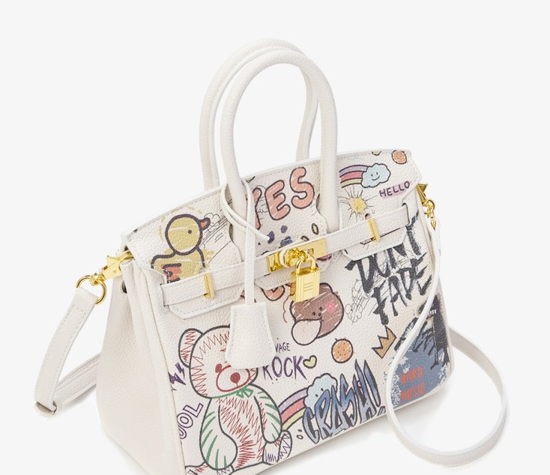画像7:  Pop graphic tote shoulder bag  レザーポップベア熊グラフィック トートショルダーバッグ (7)