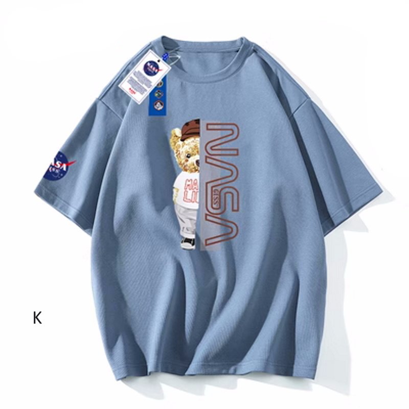 画像5: Half NASA x Bear logo Print Tshirts  ユニセックス男女兼用ハーフ&ハーフナサ×ベアプリント  半袖 Tシャツ (5)