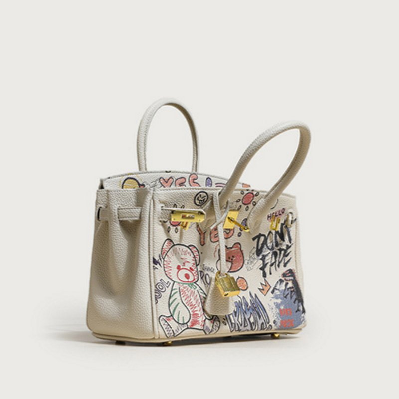 画像4:  Pop graphic tote shoulder bag  レザーポップベア熊グラフィック トートショルダーバッグ (4)