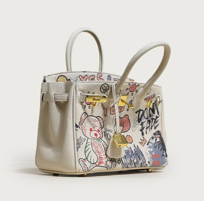 画像5:  Pop graphic tote shoulder bag  レザーポップベア熊グラフィック トートショルダーバッグ (5)