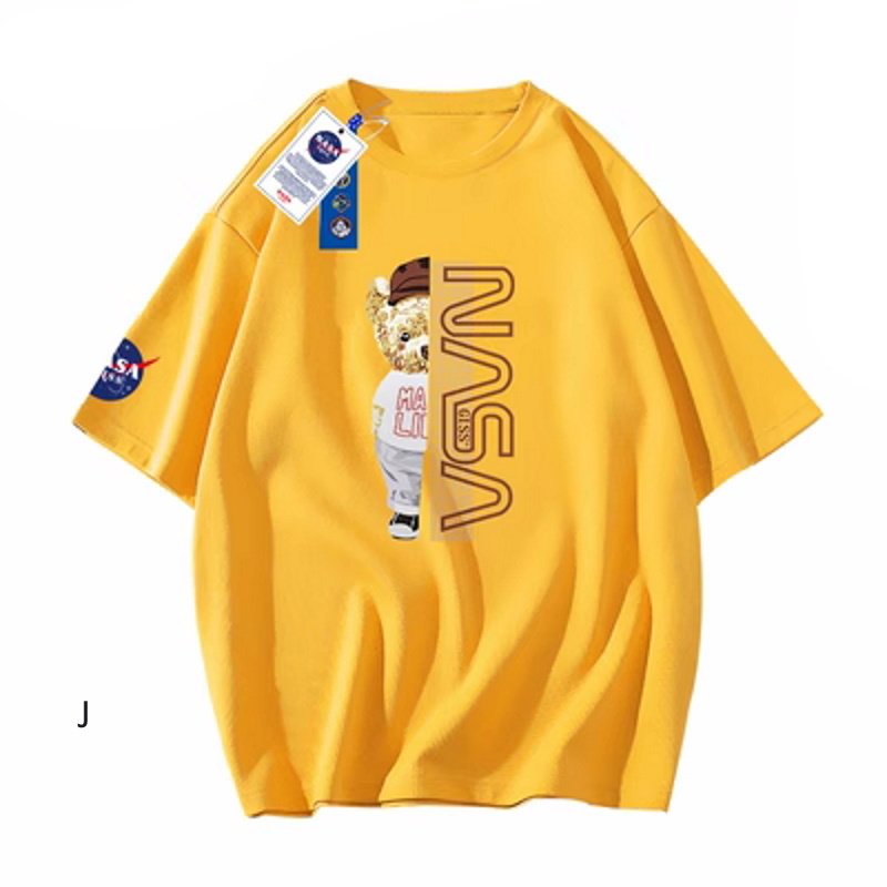 画像6: Half NASA x Bear logo Print Tshirts  ユニセックス男女兼用ハーフ&ハーフナサ×ベアプリント  半袖 Tシャツ (6)