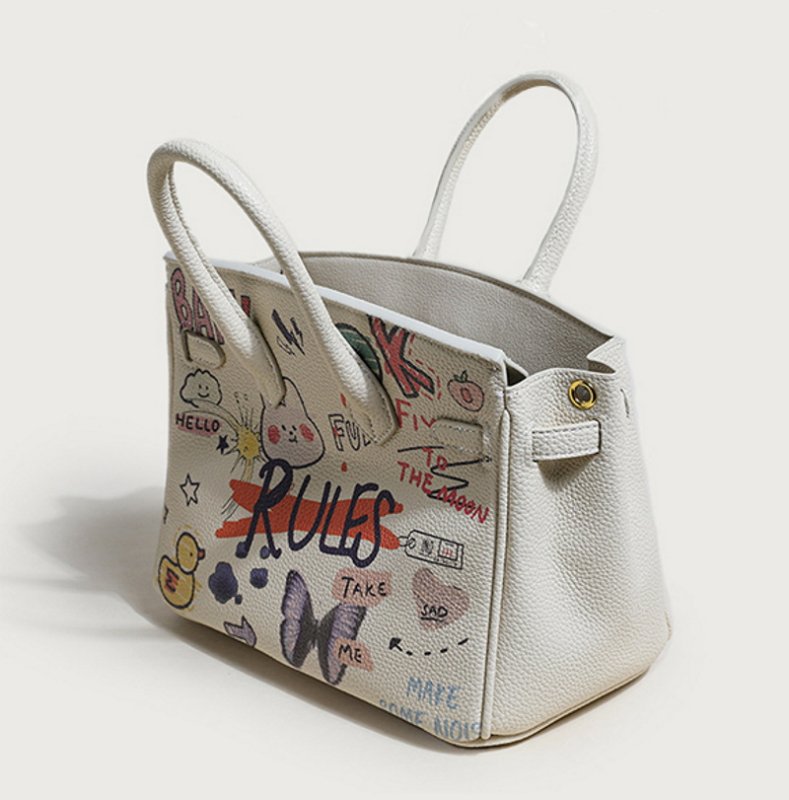 画像3:  Pop graphic tote shoulder bag  レザーポップベア熊グラフィック トートショルダーバッグ (3)