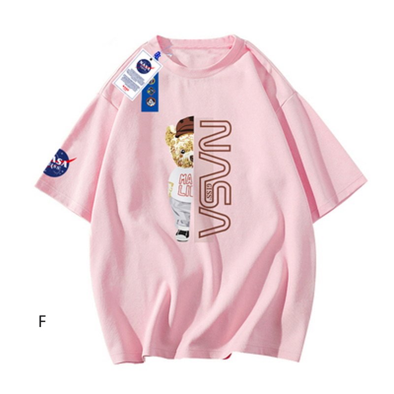 画像8: Half NASA x Bear logo Print Tshirts  ユニセックス男女兼用ハーフ&ハーフナサ×ベアプリント  半袖 Tシャツ (8)