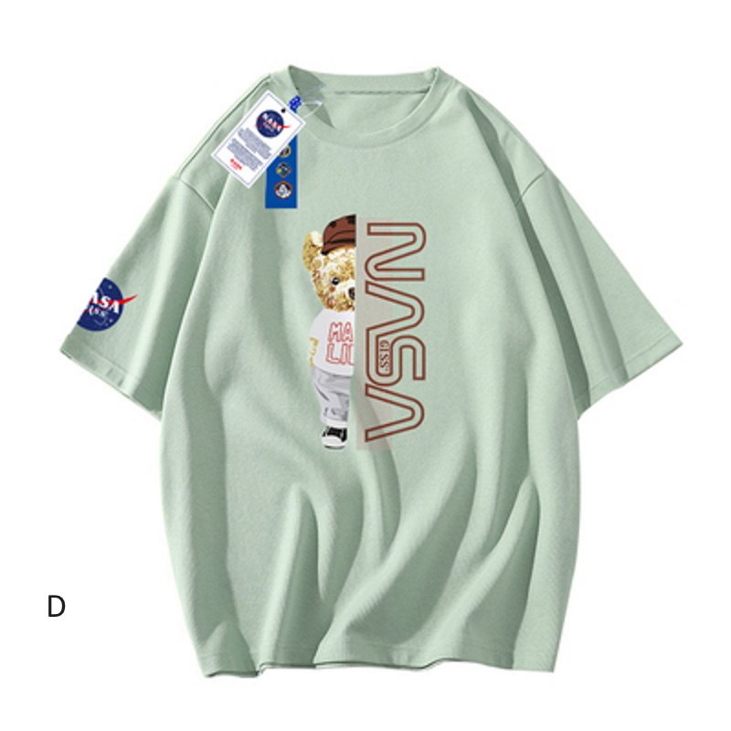 画像10: Half NASA x Bear logo Print Tshirts  ユニセックス男女兼用ハーフ&ハーフナサ×ベアプリント  半袖 Tシャツ (10)