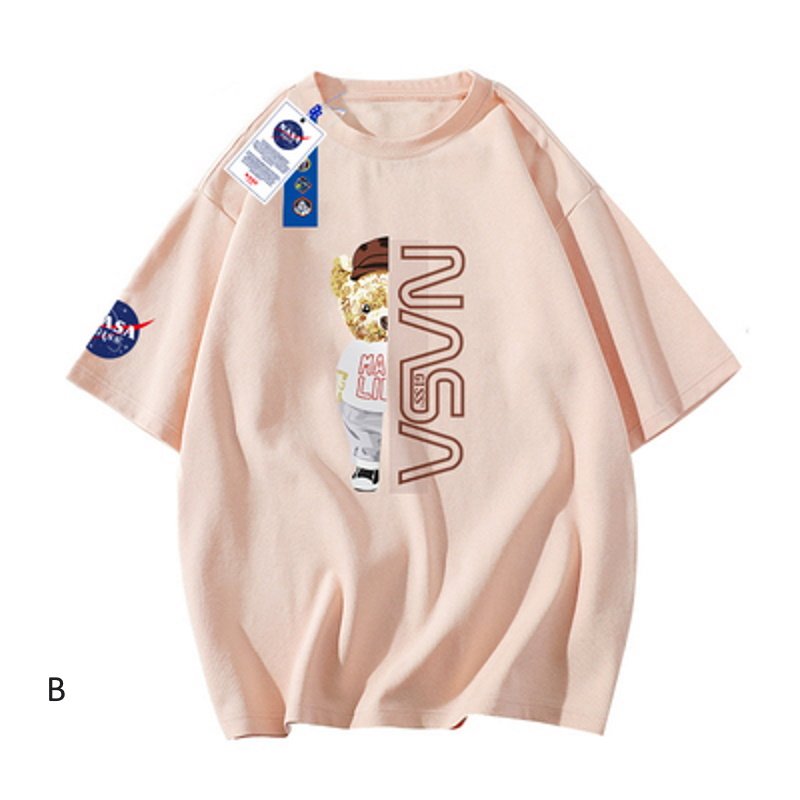 画像11: Half NASA x Bear logo Print Tshirts  ユニセックス男女兼用ハーフ&ハーフナサ×ベアプリント  半袖 Tシャツ (11)
