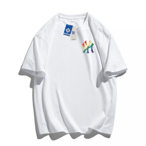 画像1: NY rainbow color logo Print Tshirts 　ユニセックス男女兼用NYレインボーカラーロゴプリント  半袖 Tシャツ (1)