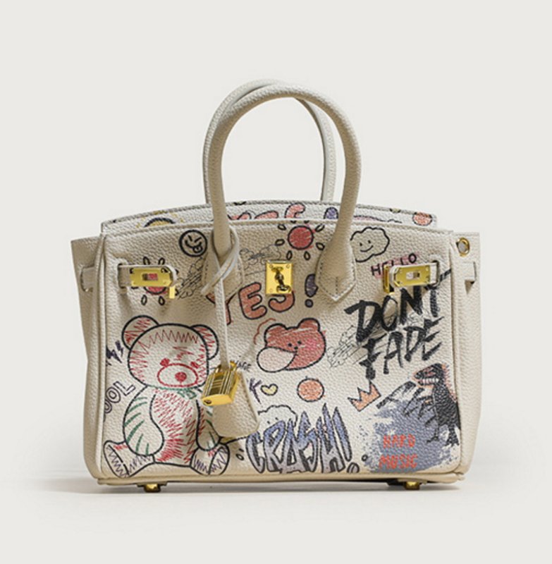 画像6:  Pop graphic tote shoulder bag  レザーポップベア熊グラフィック トートショルダーバッグ (6)