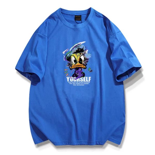 画像1: angry donald duck Print Tshirts 　ユニセックス男女兼用アングリードナルドダックプリント  半袖 Tシャツ (1)