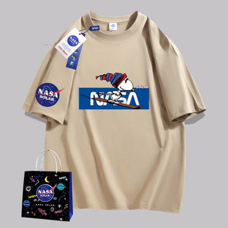 画像7: skier snoopy x nasa Print Tshirts 　ユニセックス男女兼用スキーヤースヌーピー×ナサNASAプリント  半袖 Tシャツ (7)