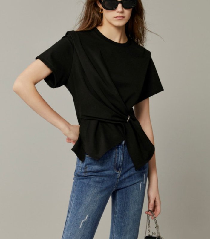 画像7: Irregular hem round neck short-sleeved t-shirt イレギュラーヘム ラウンドネック 半袖 Tシャツ (7)