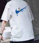 画像2: Back Print Muddy swoosh x Astronaut Print Tshirts 　ユニセックス男女兼用バックプリントドロドロスウォッシュ×宇宙飛行士  半袖 Tシャツ (2)