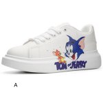 画像1:  Unisex Tom & Jerry Leather lace-up sneakers  ユニセックス メンズ男女兼用トム＆ジェリーレザーレースアップレザー スニーカー (1)