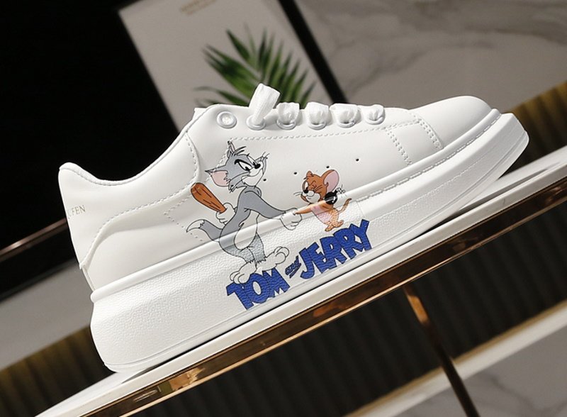 画像7:  Unisex Tom & Jerry Leather lace-up sneakers  ユニセックス メンズ男女兼用トム＆ジェリーレザーレースアップレザー スニーカー (7)