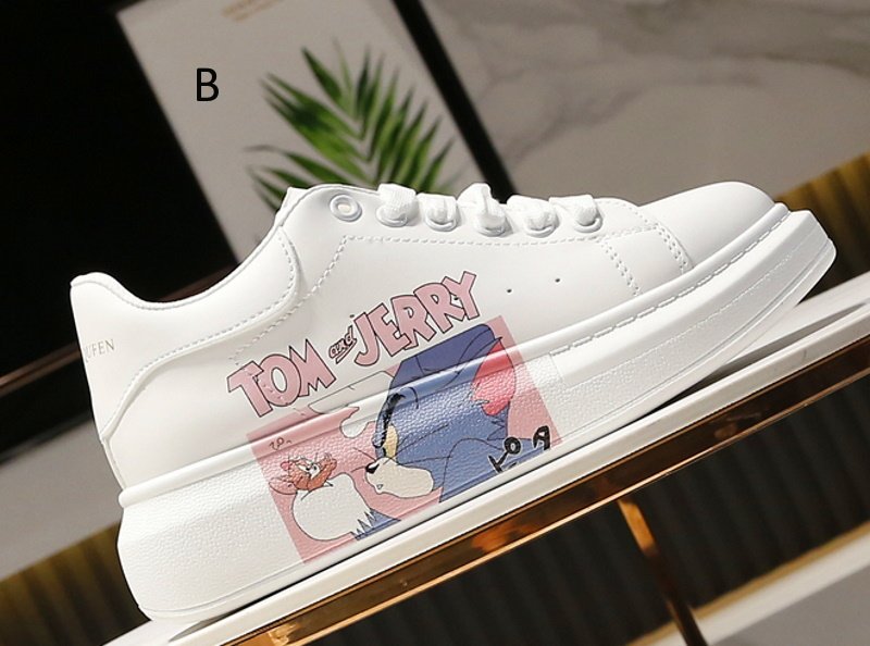 画像2:  Unisex Tom & Jerry Leather lace-up sneakers  ユニセックス メンズ男女兼用トム＆ジェリーレザーレースアップレザー スニーカー (2)