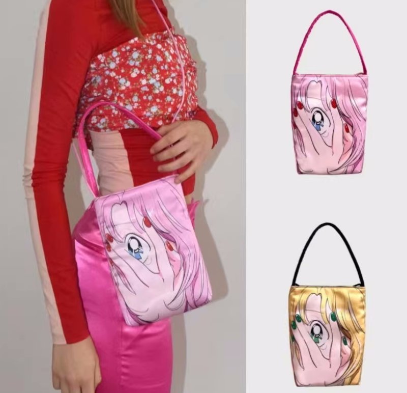 画像6:  girl comic print tote shoulder bag ガール美少女プリントトートショルダーバック  (6)