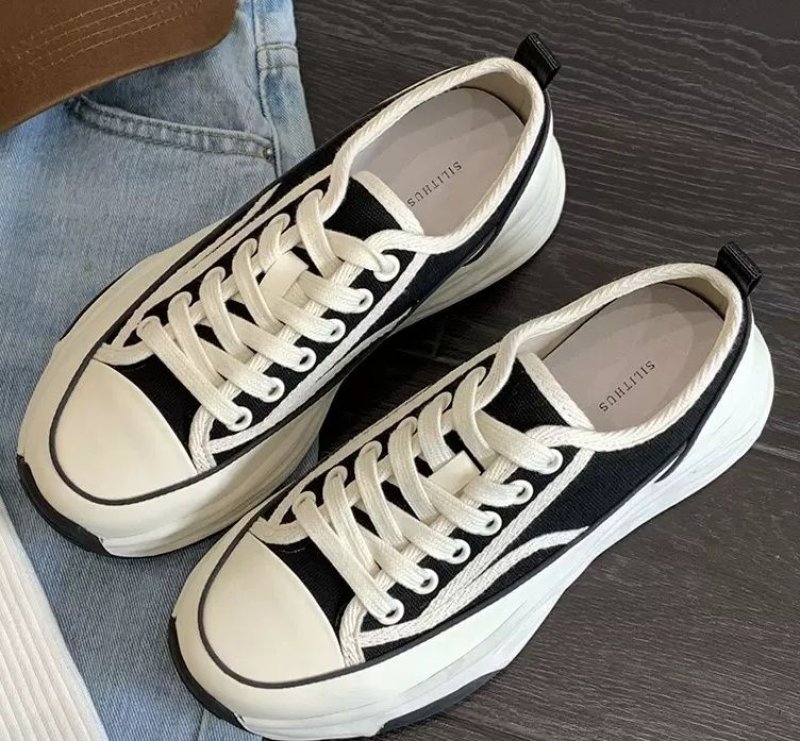 画像7: thick-soled lace-up canvas lace-up sneakers  厚底プラットフォームレースアップキャンバススニーカー (7)