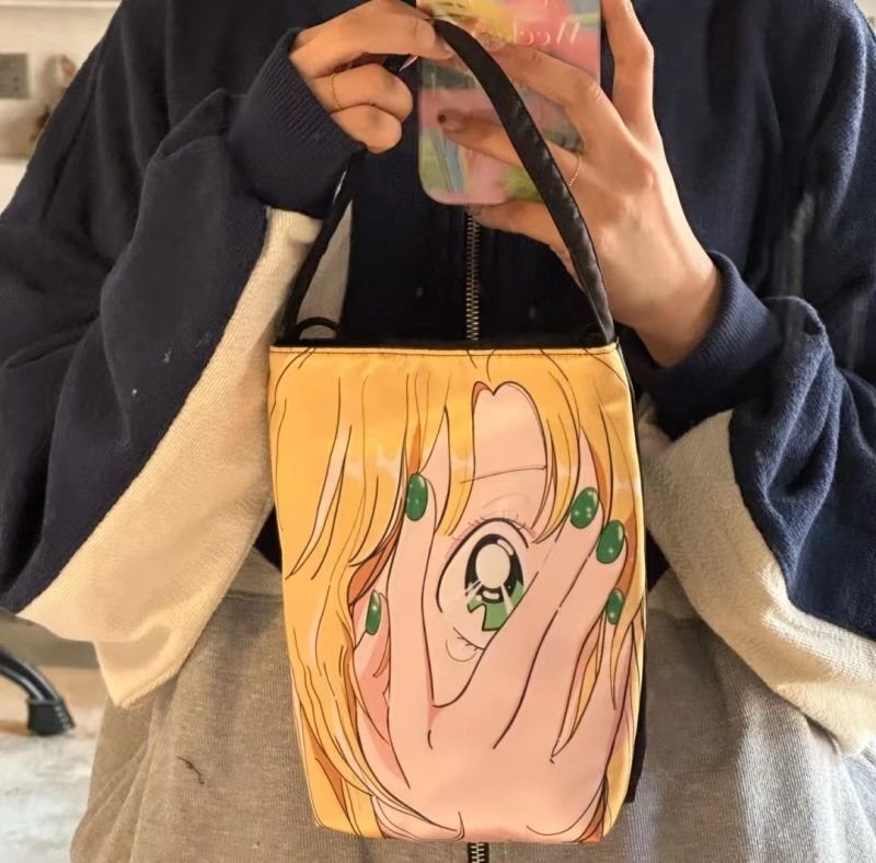 画像5:  girl comic print tote shoulder bag ガール美少女プリントトートショルダーバック  (5)