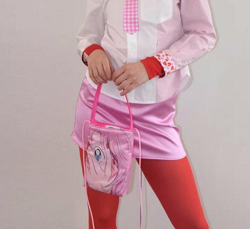 画像3:  girl comic print tote shoulder bag ガール美少女プリントトートショルダーバック  (3)