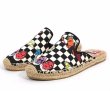 画像4: Women Damier & Comic Print espadrilles sandals slippers 　ダミエ＆コミックプリントエスパドリーユフラットサンダル 　スリッパ (4)