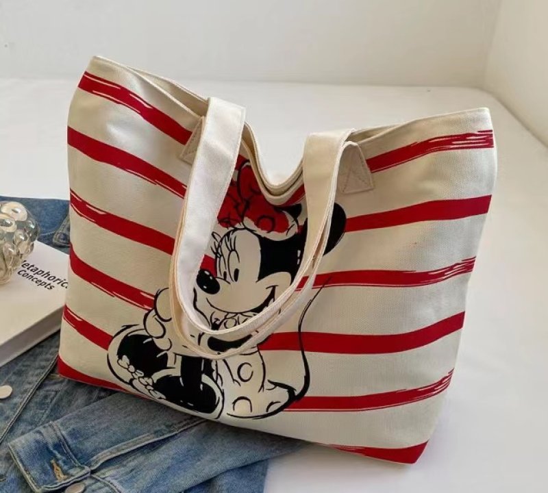 画像2: Snoopy & Minnie CANVAS LARGE TOTE SHOULDER BAG　スヌーピー＆ミニー キャンバスラージトートショルダーバッグ (2)