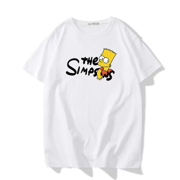 画像1:  bart simpsonTshirts 　ユニセックス男女兼用 バートシンプソンプリント 半袖 Tシャツ (1)