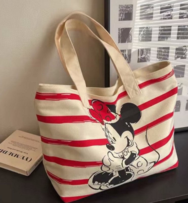 画像4: Snoopy & Minnie CANVAS LARGE TOTE SHOULDER BAG　スヌーピー＆ミニー キャンバスラージトートショルダーバッグ (4)