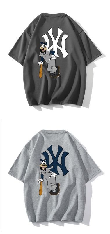 画像3: Goofy x NY New York basebal Print Tshirts  ユニセックス男女兼用グーフィー×NYニューヨーク ベイスボール 半袖 Tシャツ (3)
