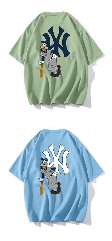 画像6: Goofy x NY New York basebal Print Tshirts  ユニセックス男女兼用グーフィー×NYニューヨーク ベイスボール 半袖 Tシャツ (6)