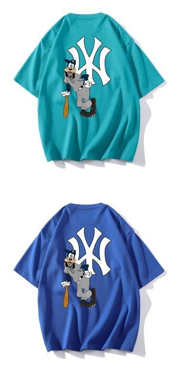 画像5: Goofy x NY New York basebal Print Tshirts  ユニセックス男女兼用グーフィー×NYニューヨーク ベイスボール 半袖 Tシャツ (5)