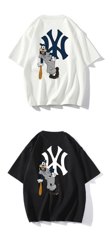 画像7: Goofy x NY New York basebal Print Tshirts  ユニセックス男女兼用グーフィー×NYニューヨーク ベイスボール 半袖 Tシャツ (7)