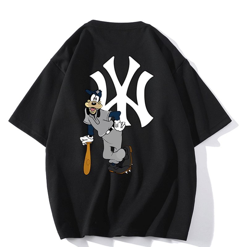 画像2: Goofy x NY New York basebal Print Tshirts  ユニセックス男女兼用グーフィー×NYニューヨーク ベイスボール 半袖 Tシャツ (2)