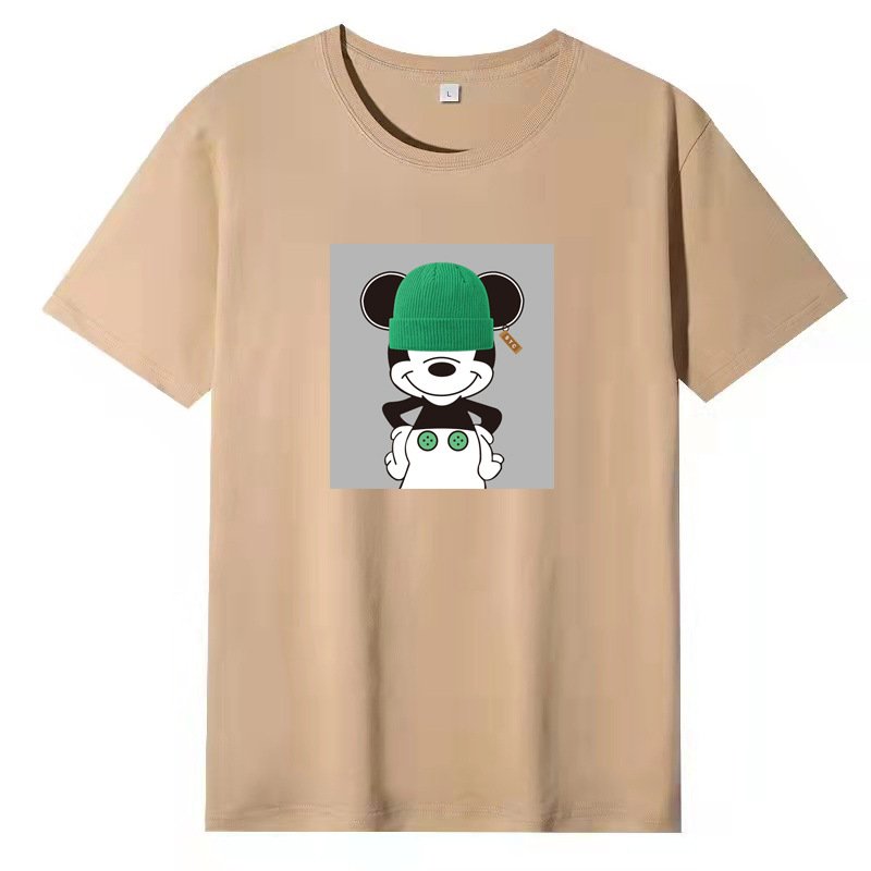 画像2: top green hat Mickey Print Tshirts  ユニセックス男女兼用グリーンキャップミッキーマウス ミッキープリント  半袖 Tシャツ (2)