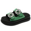 画像6: Square Buckle Rhinestone platform sandals slippers 　スクエア バックル ラインストーン厚底プラットフォームサンダルスリッパ (6)