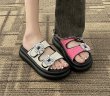 画像11: Square Buckle Rhinestone platform sandals slippers 　スクエア バックル ラインストーン厚底プラットフォームサンダルスリッパ (11)